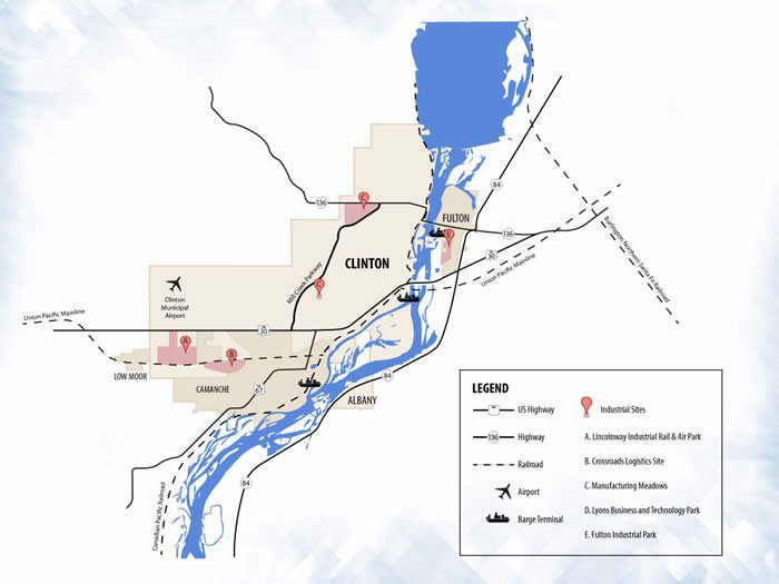 Clinton IA region eastern iowa western illinois 15 mile radius