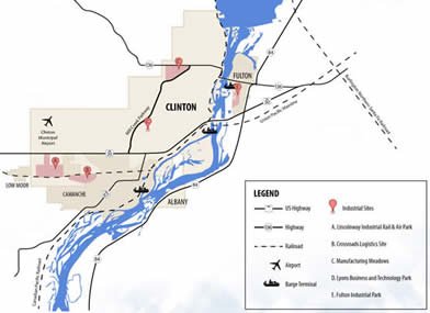Clinton Iowa map Fulton Illinois